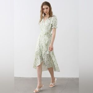 Chicwish watercolor chiffon wrap dress NWOT